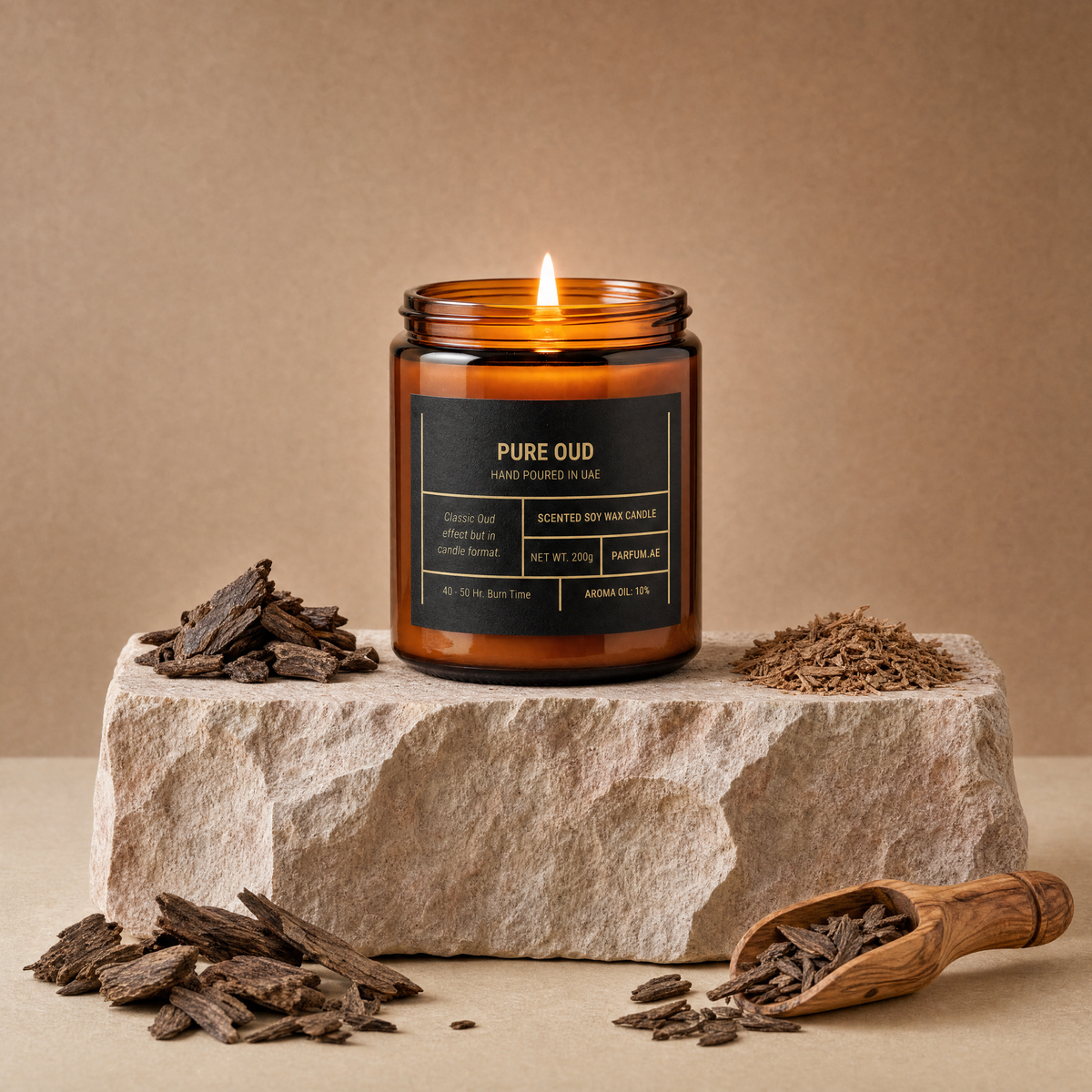 Our creation of Pure Oud Scented Soy Wax Candle