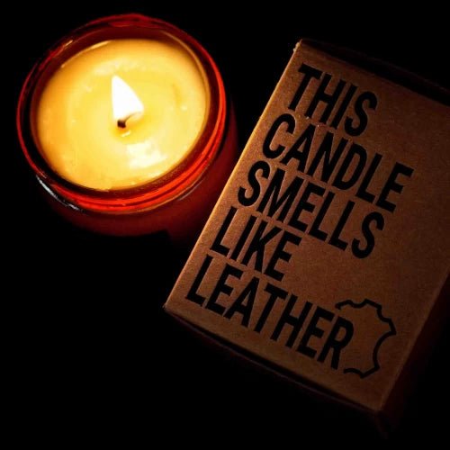 Our creation of Leather Scented Soy Wax Candle