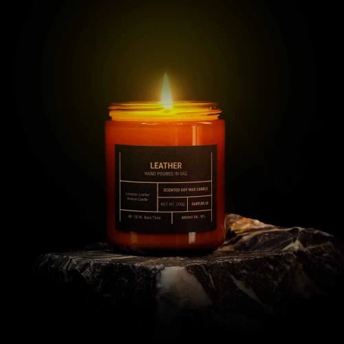 Our creation of Leather Scented Soy Wax Candle